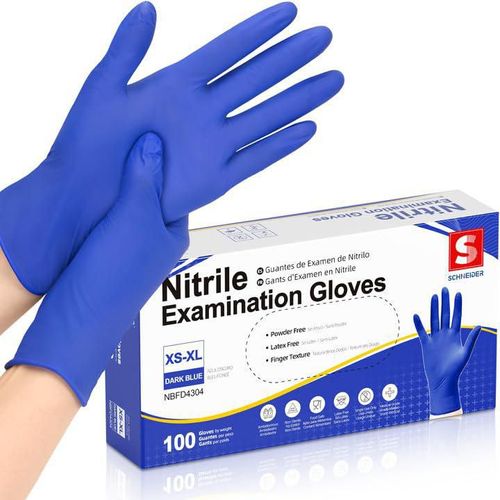 Guantes de nitrilo Schneider azul oscuro sin látex talla grande 100 unidades