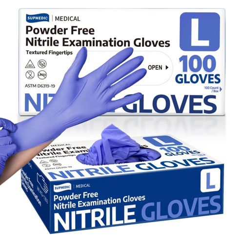 Guantes médicos de nitrilo Supmedic sin polvo talla grande 100 piezas