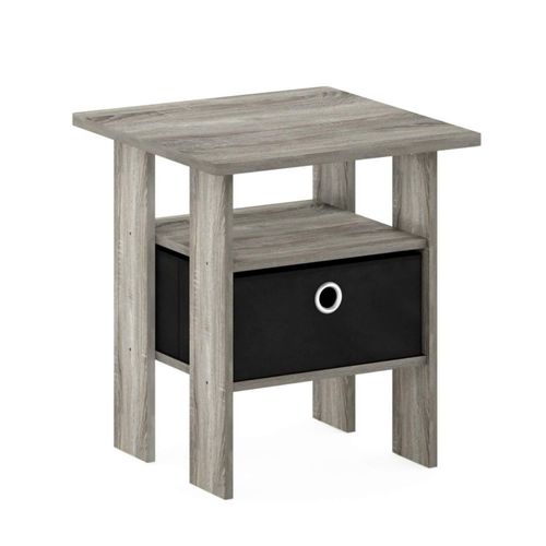 Mesa auxiliar Furinno Andrey con cajón para papelera roble francés gris/negro