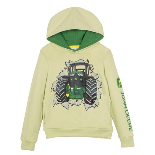 Sudadera con capucha tipo pulóver de felpa para niño John Deere con diseño de tractor