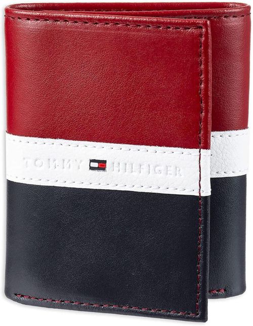 Cartera Tommy Hilfiger de piel triple para hombre rojo/blanco/azul