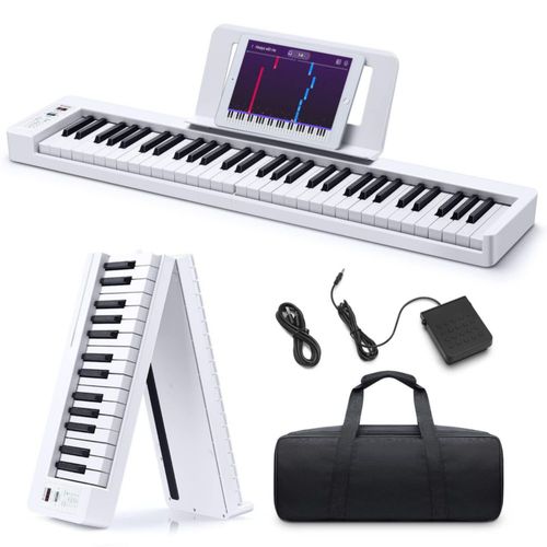 Teclado Piano Donner DP-06 61 teclas plegable Bluetooth blanco