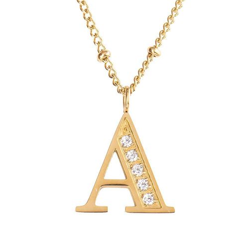 Collar luckyly acero inoxidable con baño de oro 14 k iniciales a - z olga dorado
