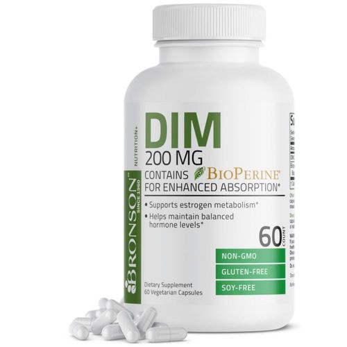 Suplemento Bronson DIM de 200 mg de diindolimetano con BioPerine 60 cápsulas