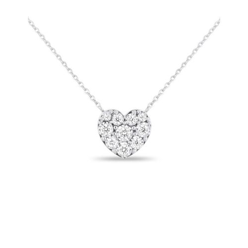 Gargantilla Corazon De Oro Blanco De 14K Con 16Pts De Diamante (45.5 Cm Arox)