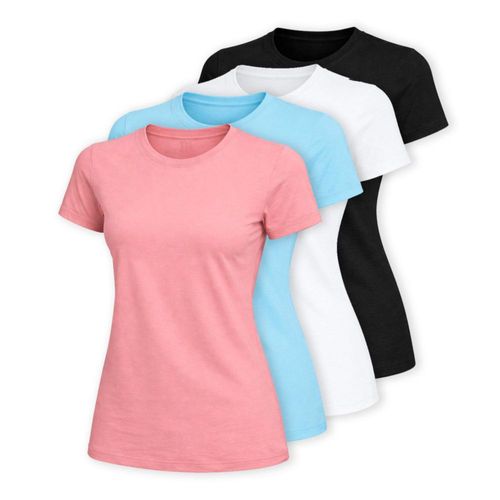Knite Paquete 4 Playeras Mujer Algodon Basica Mix de Colores Casual