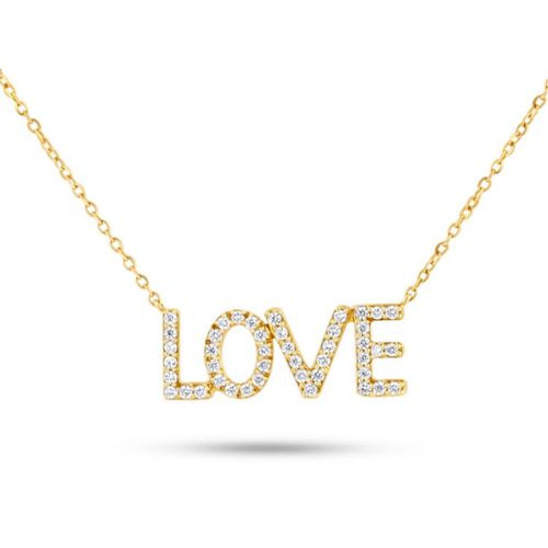 Gargantilla (Love) De Oro Amrillo 14K Con 17Pts De Diamante