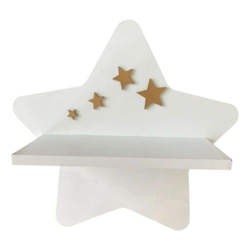 Repisa Infantil Estrella Pared Mdf Decorativa Habitación Niña Niño Blanco/dorado