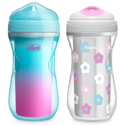 Sippy Cup Chicco aislante 12 meses o más 260 ml sin BPA paquete de 2