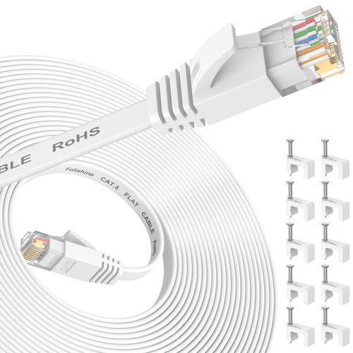 Cable Ethernet Folishine CAT6 plano de 6 m RJ45 blanco