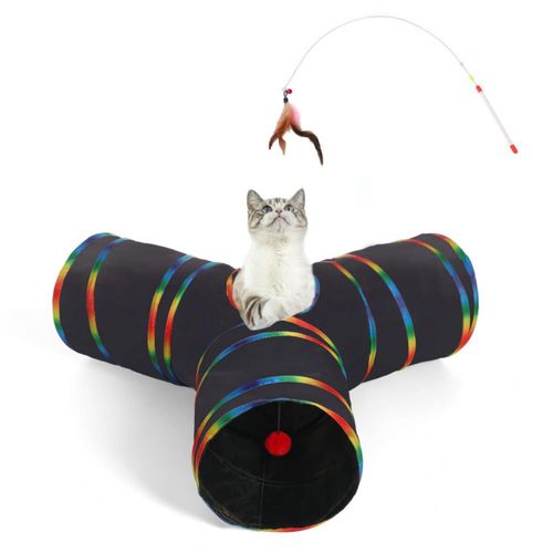 Túnel para gatos LUCKITTY de 90 cm impermeable y plegable