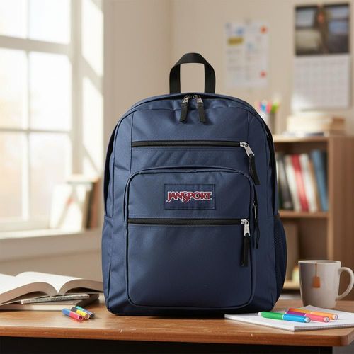 Mochila jansport big student azul backpack escolar azul marino liso