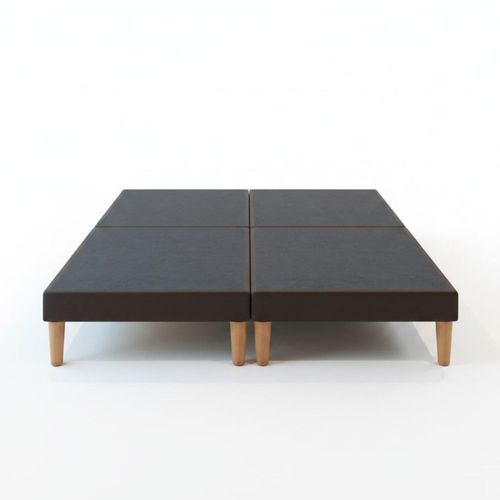 Base de Cama Queen Size Modular Tapizada Lino Marrón Madera