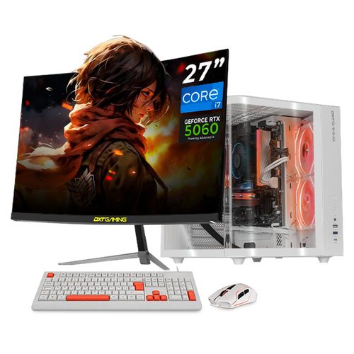 Pc dxt rtx 5060 core i7 16gb ddr5 ssd 1tb monitor 27 white