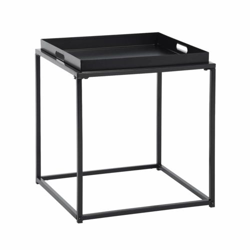 Mesa Auxiliar de Sofá con Bandeja Extraíble Negro
