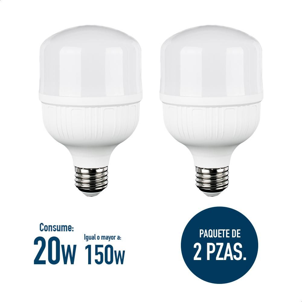 Pack 2 Focos Led ICON 20W Bulbo T Luz Fria 6500K