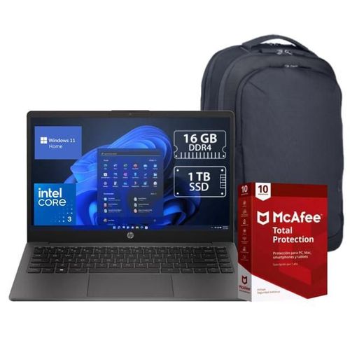Laptop HP 240R G10 14" HD Intel Core 3 100U 14ª Gen 16GB RAM 1TB SSD  Windows 11 Incluye Mochila  Antivirus