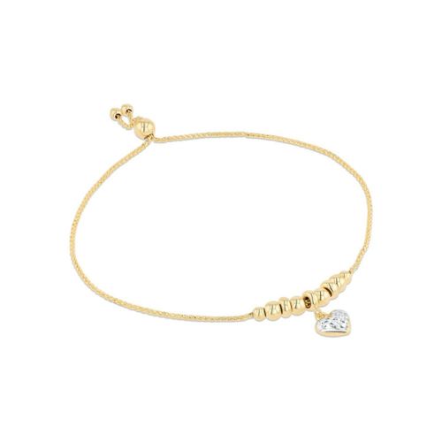 Pulsera De Oro Amarillo Y Blanco 14K Con Corazón (23 Cm Aprox)