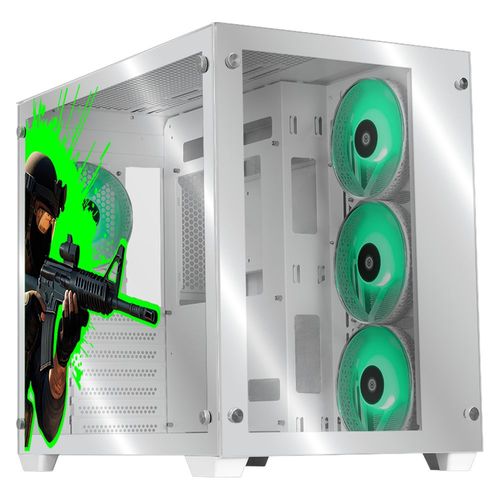 Gabinete xtreme pc counter strike 2 media torre 4 fan rgb blanco