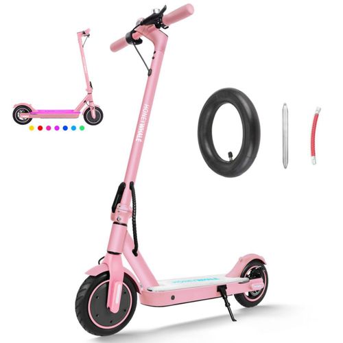 Scooter Patín Eléctrico Pedales Led 32km/h Honey Whale S2 V2 Rojo llanta camará de aire