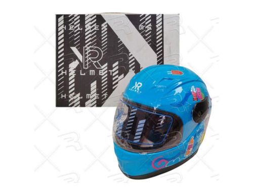 Casco para Moto Cerrado Infantil Paleta Baby Azul Brillante con Luz