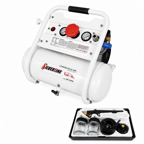 Kit Compresor de Aire + Aerógrafo Silverline