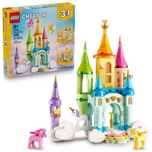 Juguete de construcción LEGO Creator 3 en 1 Unicorn Castle 31175