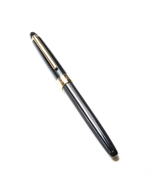 Pluma Bizzarro Negra Con Dorado-Tinta Azul GUA-PL-N