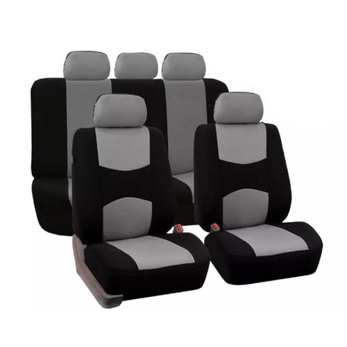 9 Pzas Fundas Para Carro Con Apoyacabeza Negro Gris