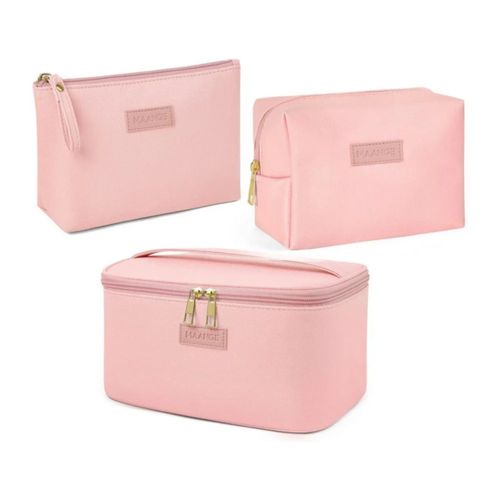 3pcs Cosmetiqueras, Bolsa de Viaje Color Rosa