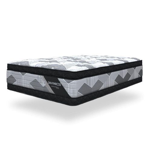 Colchón Colchonfort San Marcos Blanco con Negro Matrimonial Acolchado Dual con Doble Pillow Top 33 cm