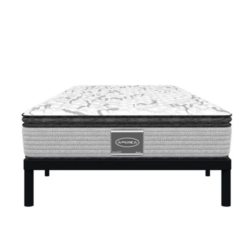 Colchón America Individual Cinza Bloum + Base Metálica Black
