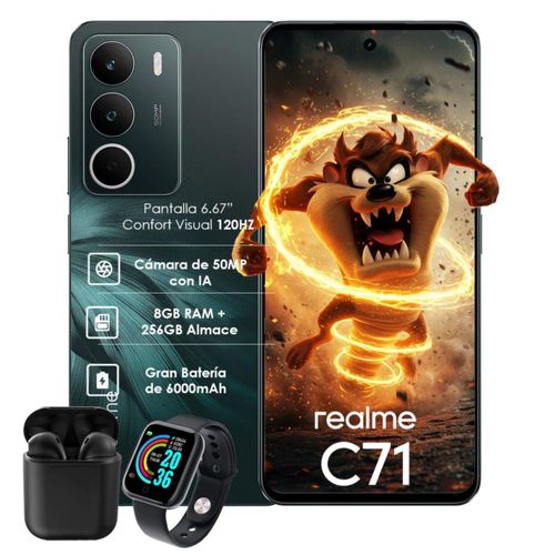 Realme C71 256GB 8GB RAM Forest Owl con Smartwatch y Audífonos inalámbricos