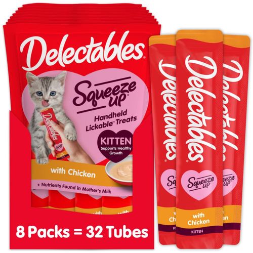 Premios para gatos Delectables Squeeze Up para gatitos sabor pollo 32 tubos