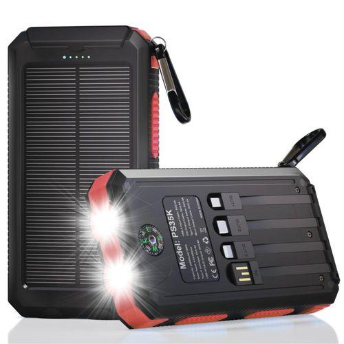 Cargador solar Durecopow de 20000 mAh con 3 puertos y carga rápida