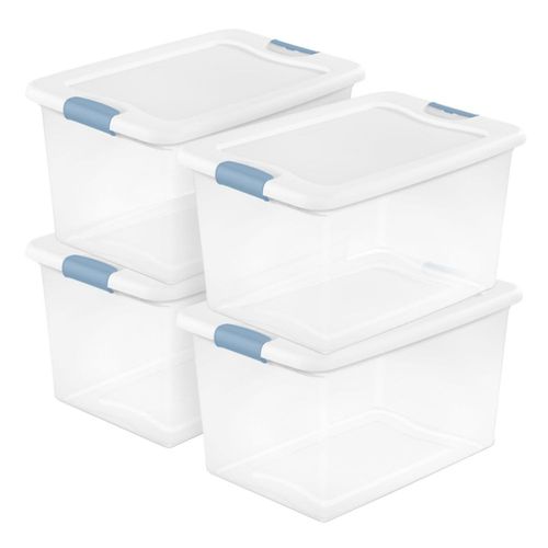 Caja organizadora Sterilite de 4 unidades 61 L transparente con cierre a presión