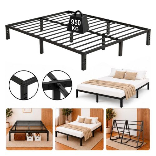 Base Cama King Size de Acero Plegable Reforzada Color Negro Soporta 600 kg Estructura Resistente Estable Duradera Ideal para Hogar y Uso Diario