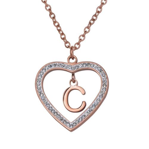 Collar luckyly acero inox inicial a - z baño oro rosa 18k adina rosa