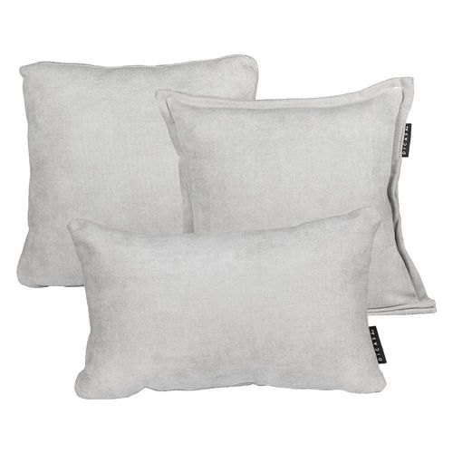 Set de 3 Cojines 1 Cuadrado Kappa + 1 Cuadrado Grande Zita + 1 Rectangular Delta Dicasa Gris Ash RGH