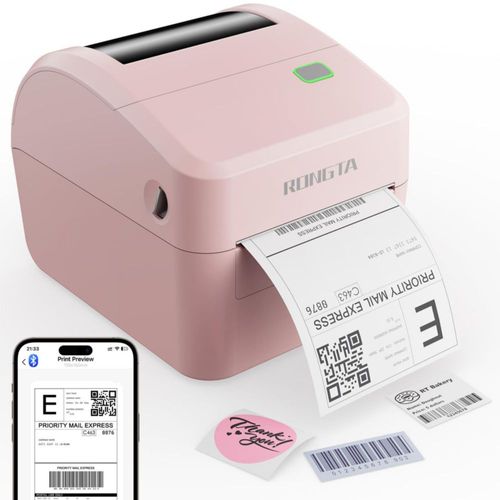 Impresora térmica de etiquetas de envío Rongta 4x6 Bluetooth rosa