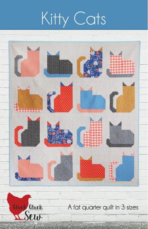 Patrón de acolchado Kitty Cats Fat Quarter 3 tamaños