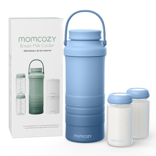Enfriador de leche materna portátil Momcozy de 650 ml con 2 biberones