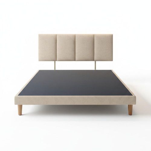 Base de Cama Para Colchon King Size con Cabecera Napoles Tapiz Lino Beige