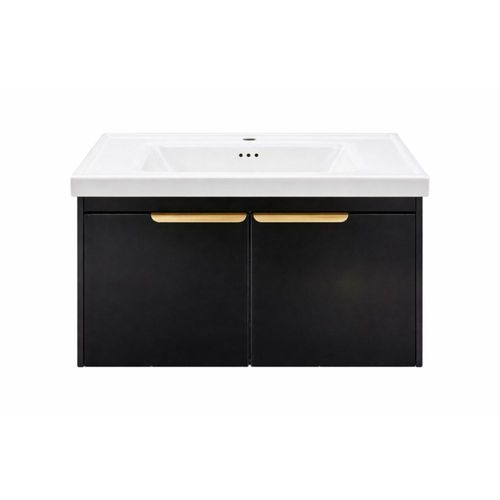 Ilios Innova | Lavamanos con Gabinete Flotante, Diseño Moderno Negro y Almacenamiento Funcional