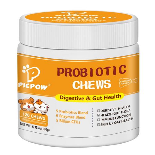 PICPOW Probióticos para perros y gatos 120 masticables digestivos