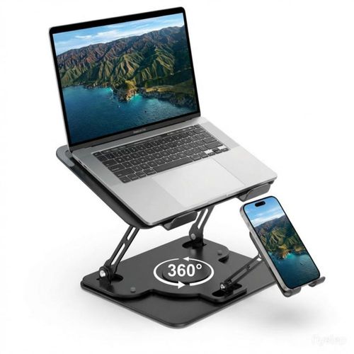 Soporte para laptop Electmagic ajustable con rotación de 360° y soporte para celular