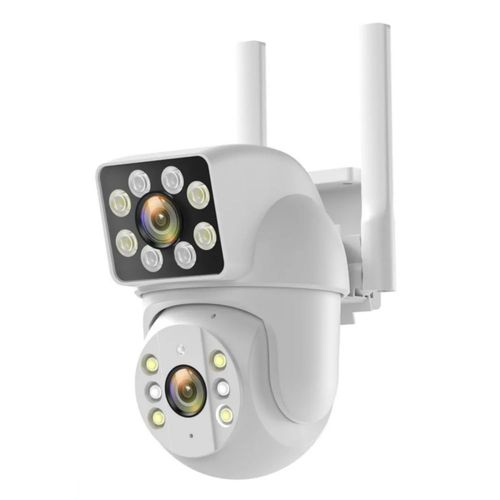 Cámara de Seguridad con Doble Lente Bidireccional Color Blanco