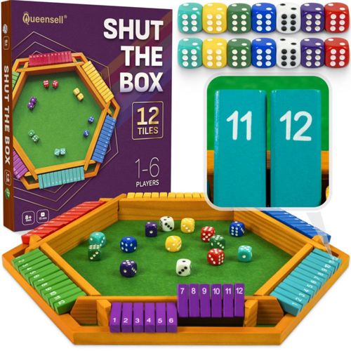Juego de mesa Queensell Shut The Box colorido de madera de 16"