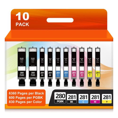 Cartuchos de tinta HiPic PGI-280XXL CLI-281XXL paquete de 10