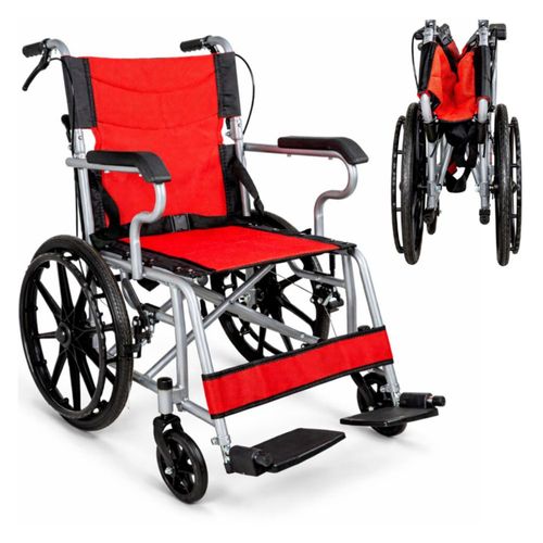 Silla Ruedas Plegable Aluminio Ligera Todo Terreno Premium Rojo Nanofort